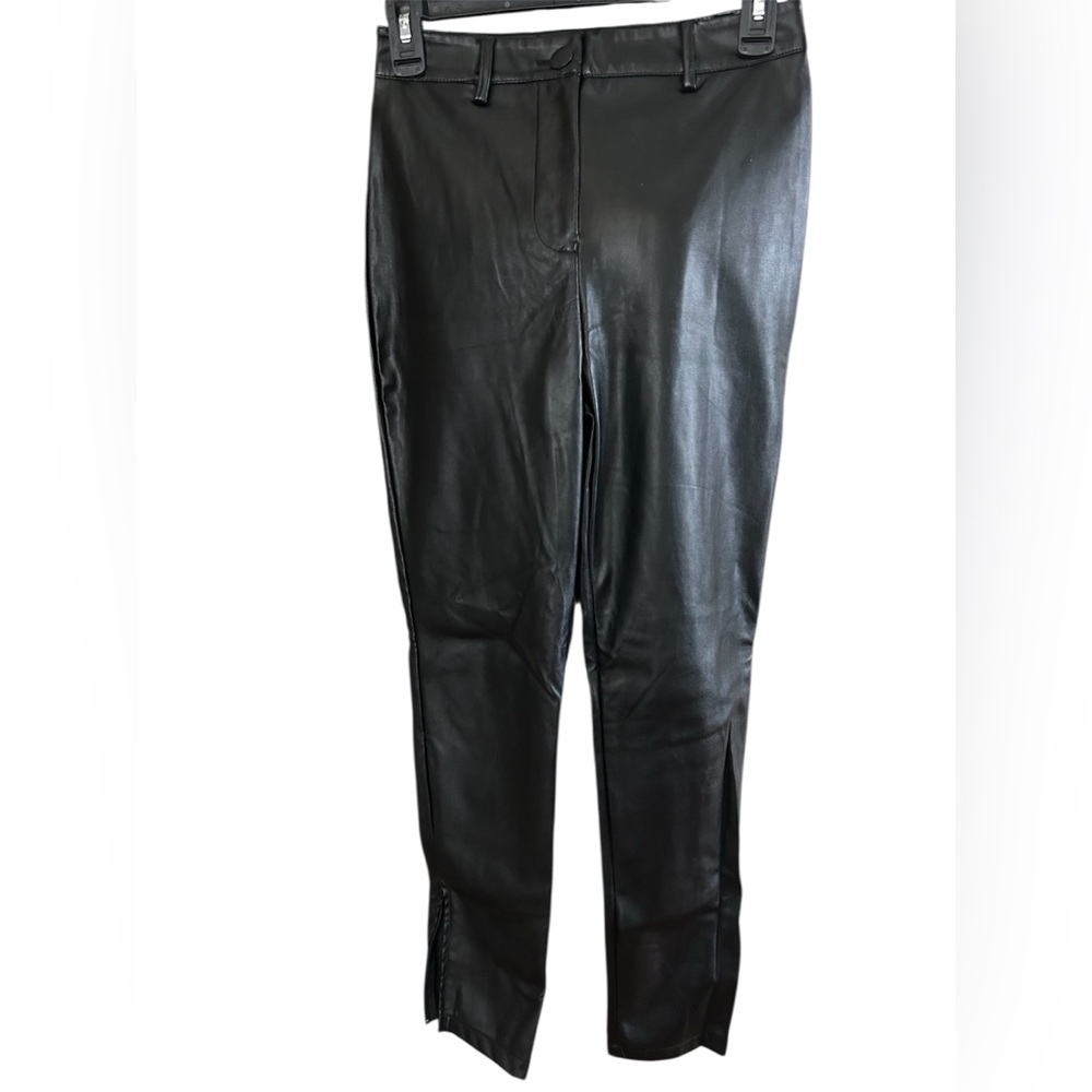 MRP Black Faux Leather Zip-Hem Skinny Pants High Rise Women’s Fits ~26” Waist